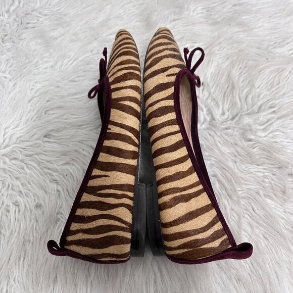 J. McLaughlin Anastasia Ballet Flat Calf Hair Tan Beechwood Zebra Print Size 6 - Picture 7 of 11